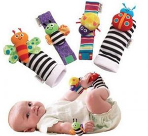 Blige SMTF  גרבי תינוקות בעלי חיים חמודים  ורכים סט 4 יחידות+צעצועי שורש כף יד ומוצא כפות רגליים עבור פרפרים וכדורי ליידי כיף 